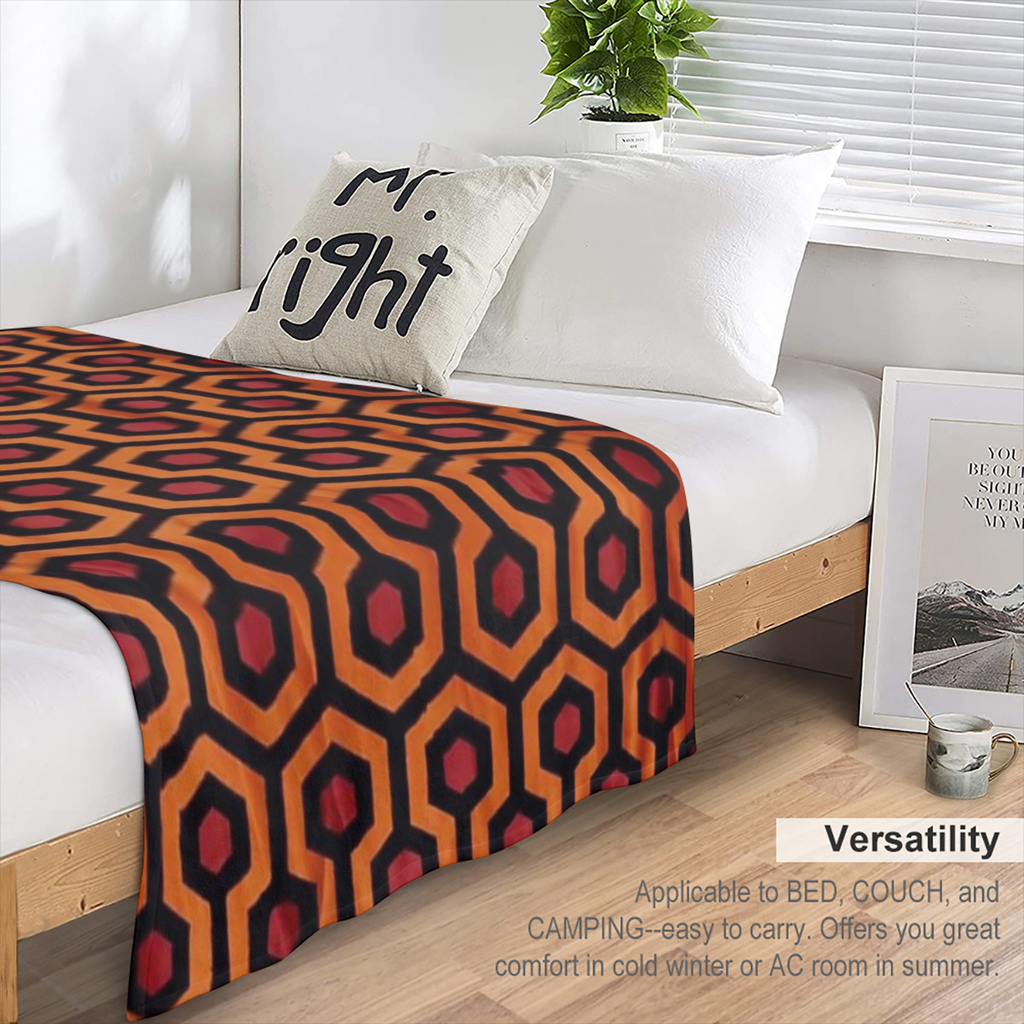 1pc Modern Geometric Plaid Flannel Throw Blanket Soft, Cozy, Machine Washable, Retro Design in Red & Orange, Perfect for Home, Sofa, Bed, Travel, and Office Use