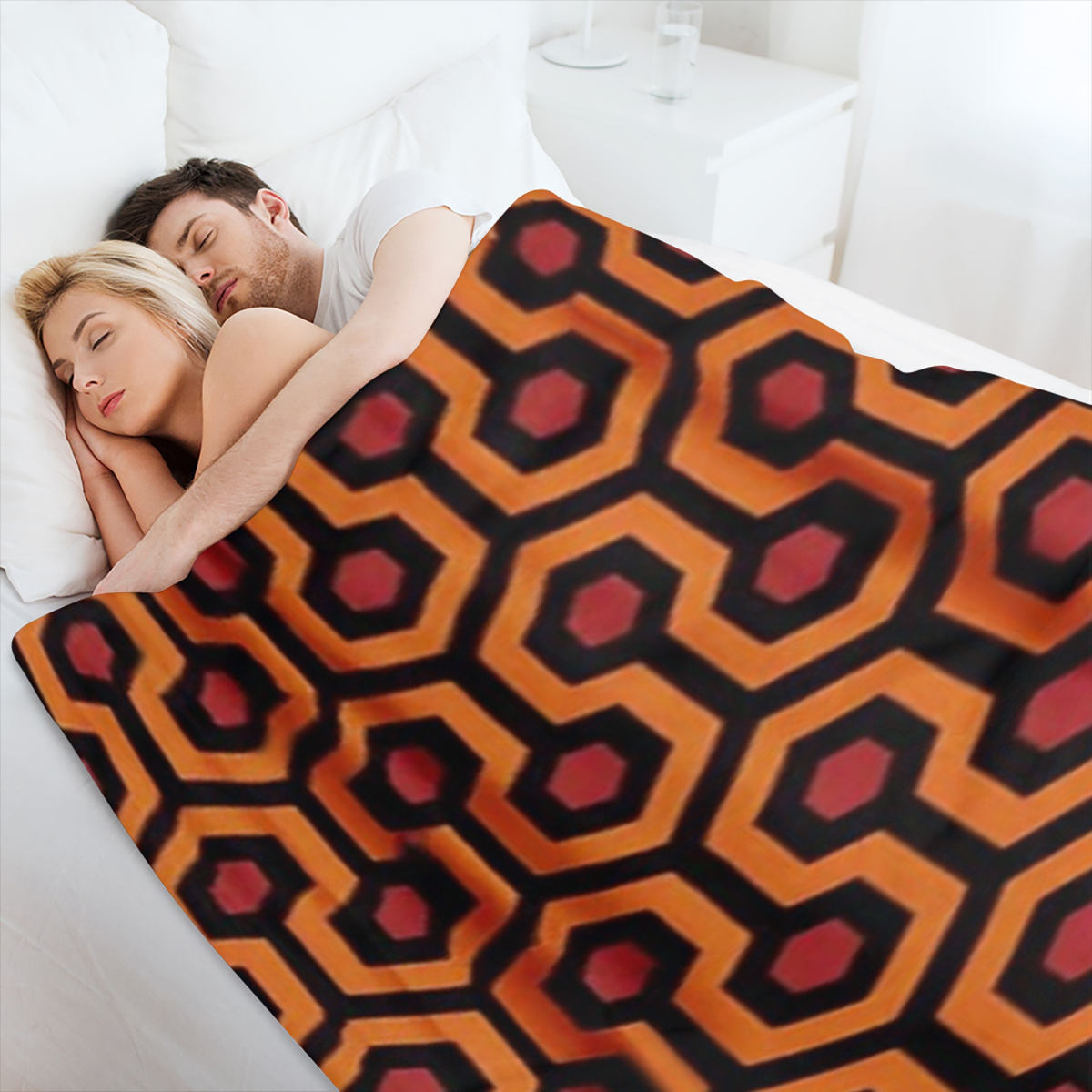 1pc Modern Geometric Plaid Flannel Throw Blanket Soft, Cozy, Machine Washable, Retro Design in Red & Orange, Perfect for Home, Sofa, Bed, Travel, and Office Use