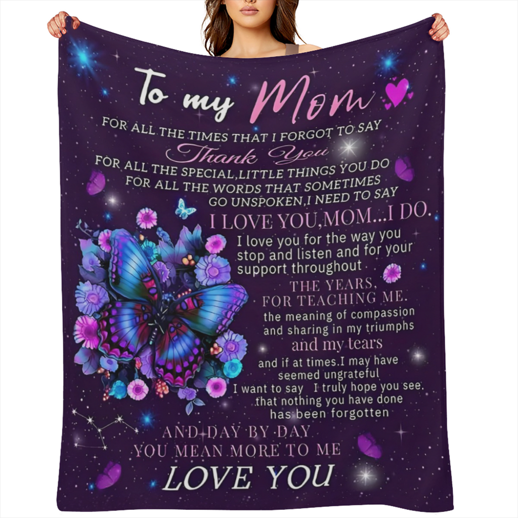 1 Pc Gifts For Mom, Mom Birthday Gifts For Mom, Mom Gifts, Gifts For Mom Birthday, To My Mom Blanket From Daughter Son, Butterfly Flower Throw Blanket, Soft And Comfortable Blanket