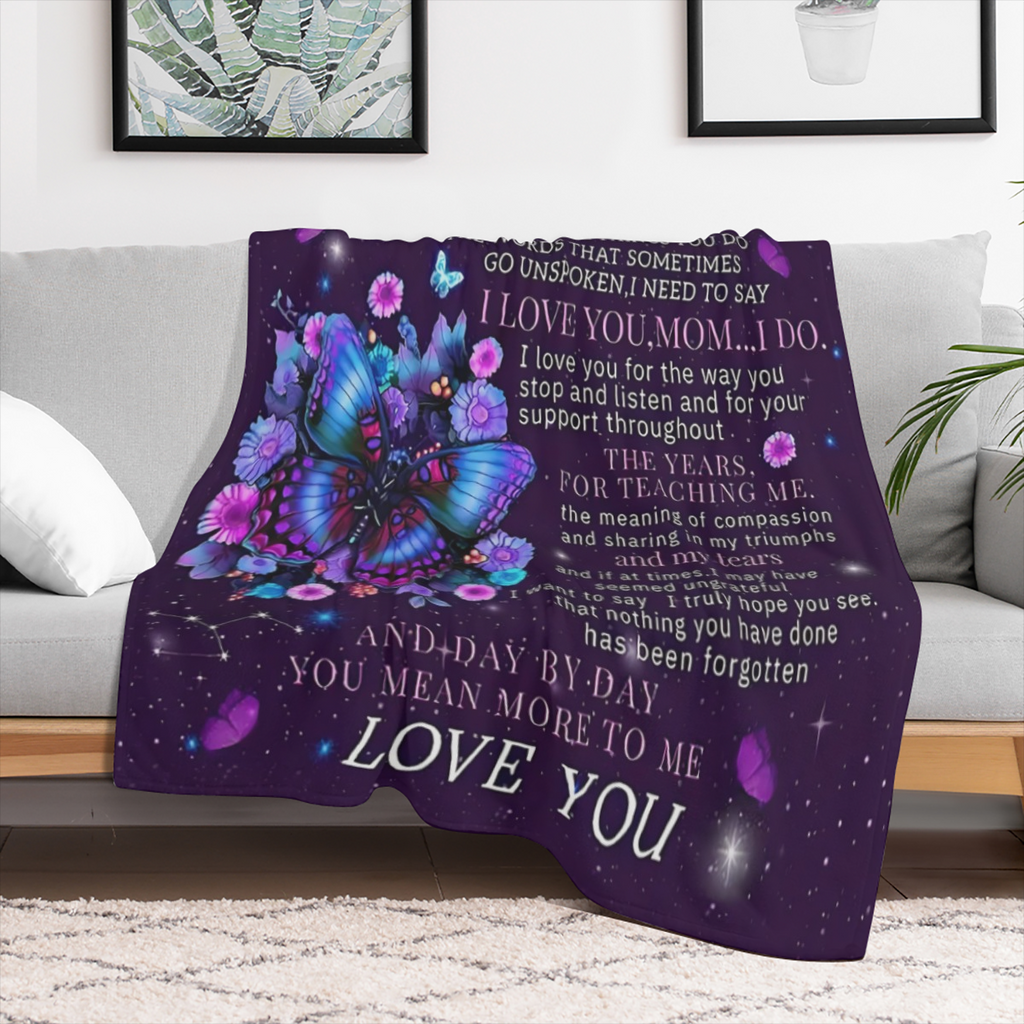 1 Pc Gifts For Mom, Mom Birthday Gifts For Mom, Mom Gifts, Gifts For Mom Birthday, To My Mom Blanket From Daughter Son, Butterfly Flower Throw Blanket, Soft And Comfortable Blanket