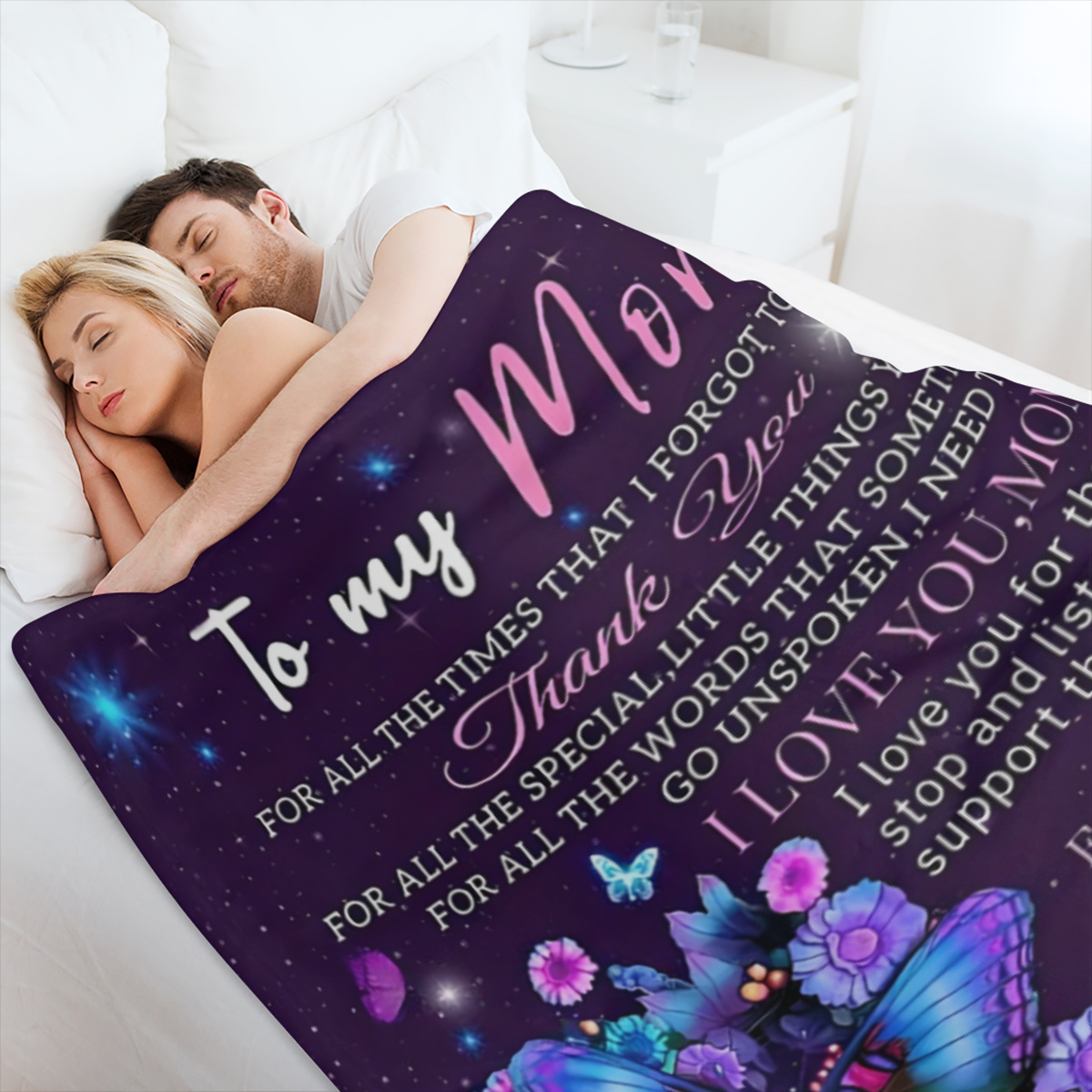 1 Pc Gifts For Mom, Mom Birthday Gifts For Mom, Mom Gifts, Gifts For Mom Birthday, To My Mom Blanket From Daughter Son, Butterfly Flower Throw Blanket, Soft And Comfortable Blanket