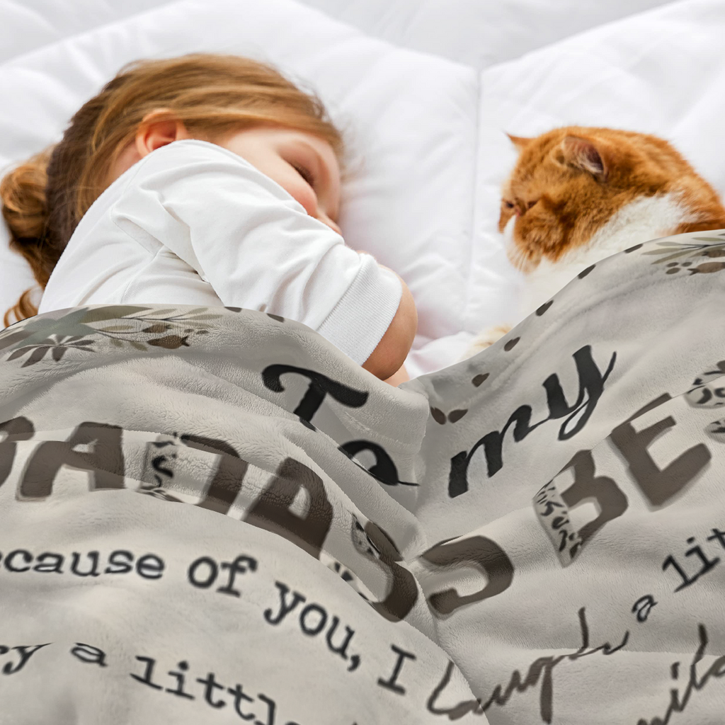 `To My Badass Bestie Throw Blanket, Leopard Floral Friendship Gift Soft Flannel Blanket, Unbiological Sister Hug Blanket, Best Friend Birthday Gift`