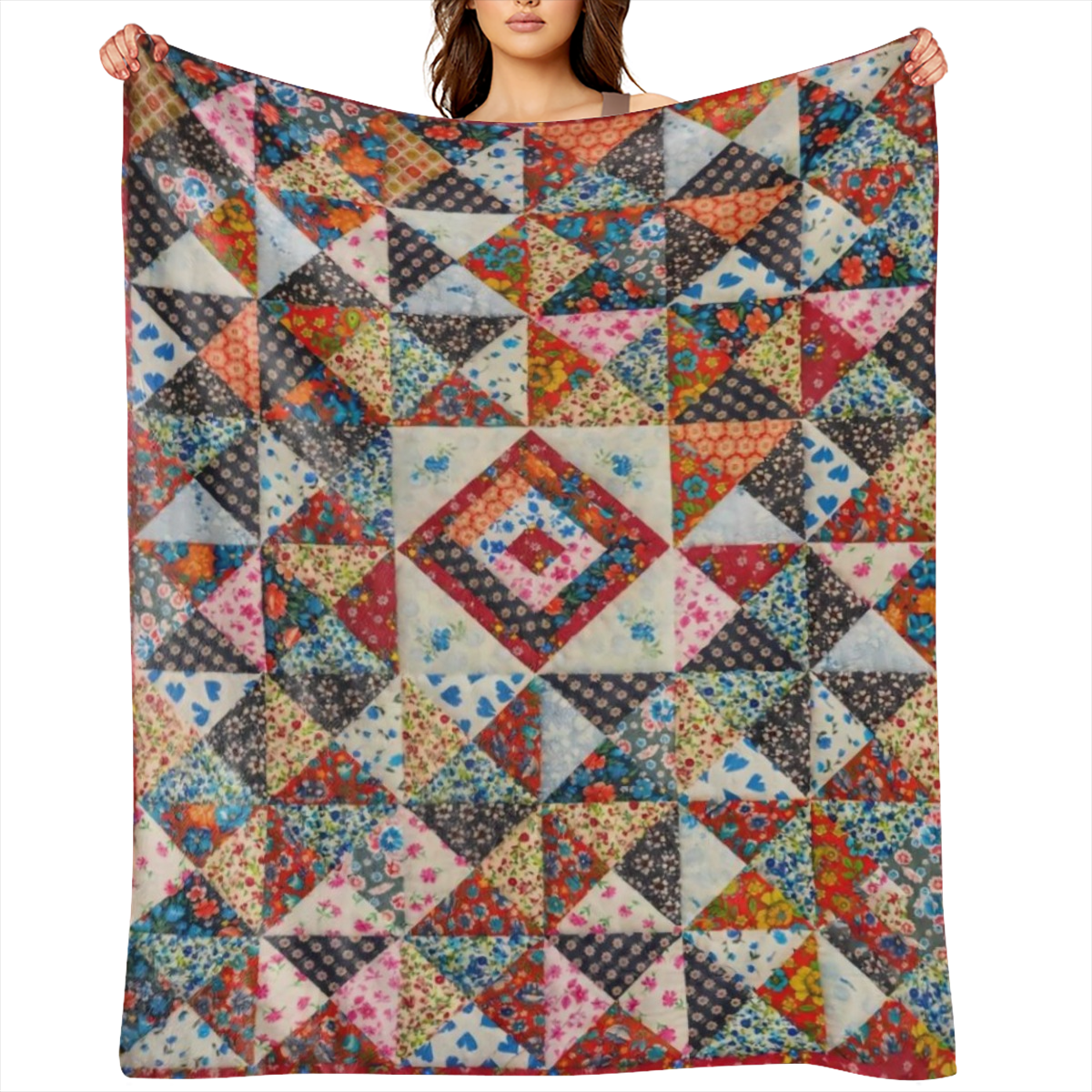 1 piece flannelette blanket, vintage geometric prismatic floral print blanket, warm soft sofa bed sofa car office camping travel blanket, suitable for all seasons gift blanket