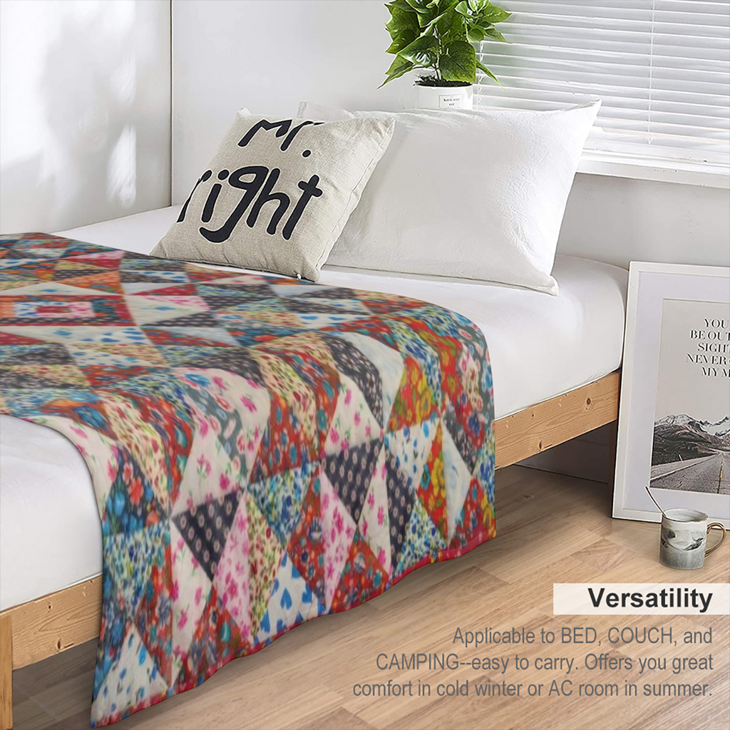 1 piece flannelette blanket, vintage geometric prismatic floral print blanket, warm soft sofa bed sofa car office camping travel blanket, suitable for all seasons gift blanket