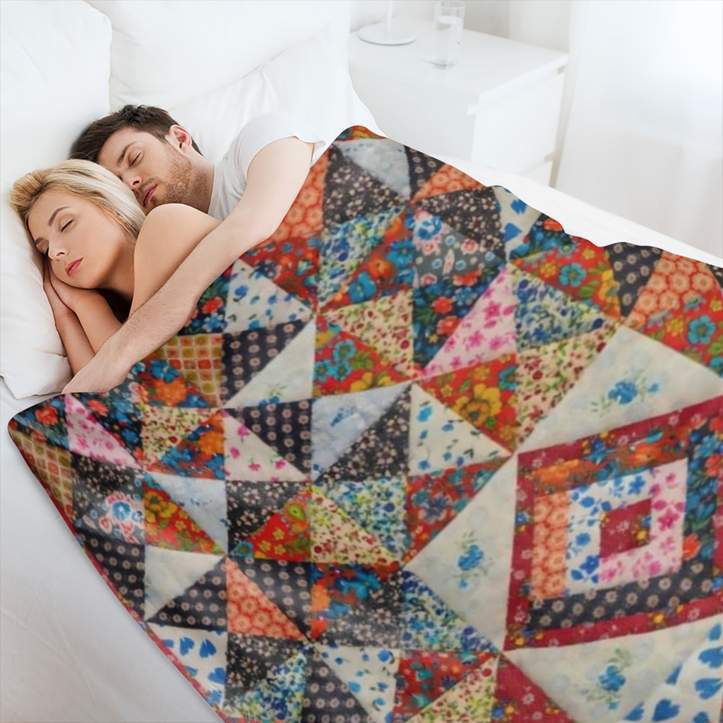 1 piece flannelette blanket, vintage geometric prismatic floral print blanket, warm soft sofa bed sofa car office camping travel blanket, suitable for all seasons gift blanket