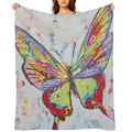 1pc Vibrant Butterfly Art Flannel Blanket - Cozy, Soft, Lightweight & Durable, Machine Washable, Perfect for Sofa, Bed, Travel, Camping, Office - Colorful Abstract Design for All Seasons Use, Butterfl