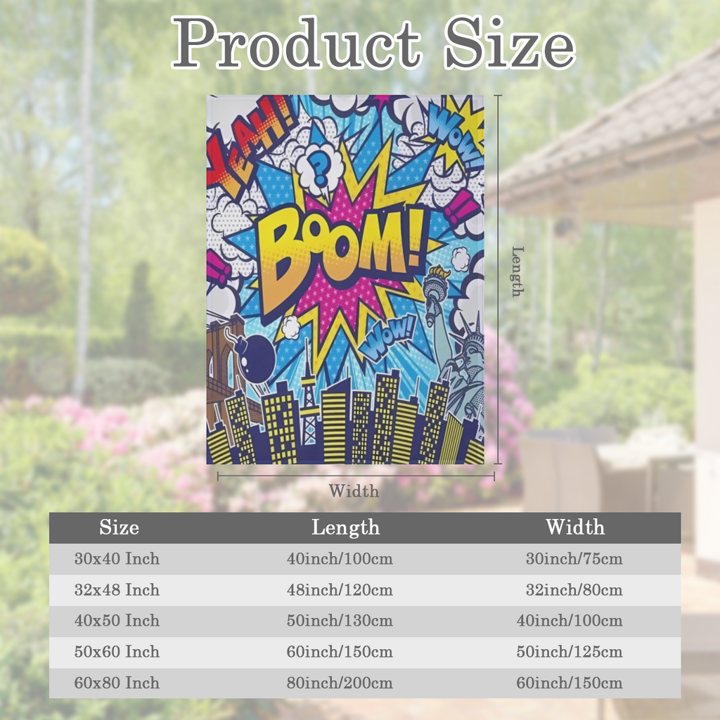 Superhero City Adventure Fleece Blanket - Soft Plush Flannel with Modern Cartoon Comics Style Print, Perfect for Couch or Bedroom Decor, 280g/m