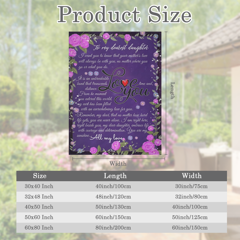 1pc Daughter Blanket from Mom - Soft Floral Design with Heartfelt Message, Pink Roses & Blue Flowers, Lightweight Polyester Blend, Perfect for Birthdays, Graduation, Valentine¡¯s Day & Mother¡¯s Day