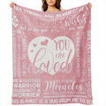 1pc Inspirational Soft Flannel Throw Blanket for Women - All Seasons Comfort, Post- Surgery Recovery & Breast Cancer Support, Twill Weave, Machine Washable, Multicolor Non- woven Material