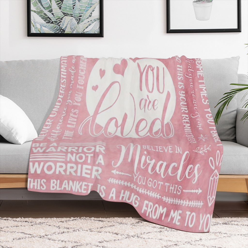 1pc Inspirational Soft Flannel Throw Blanket for Women - All Seasons Comfort, Post- Surgery Recovery & Breast Cancer Support, Twill Weave, Machine Washable, Multicolor Non- woven Material