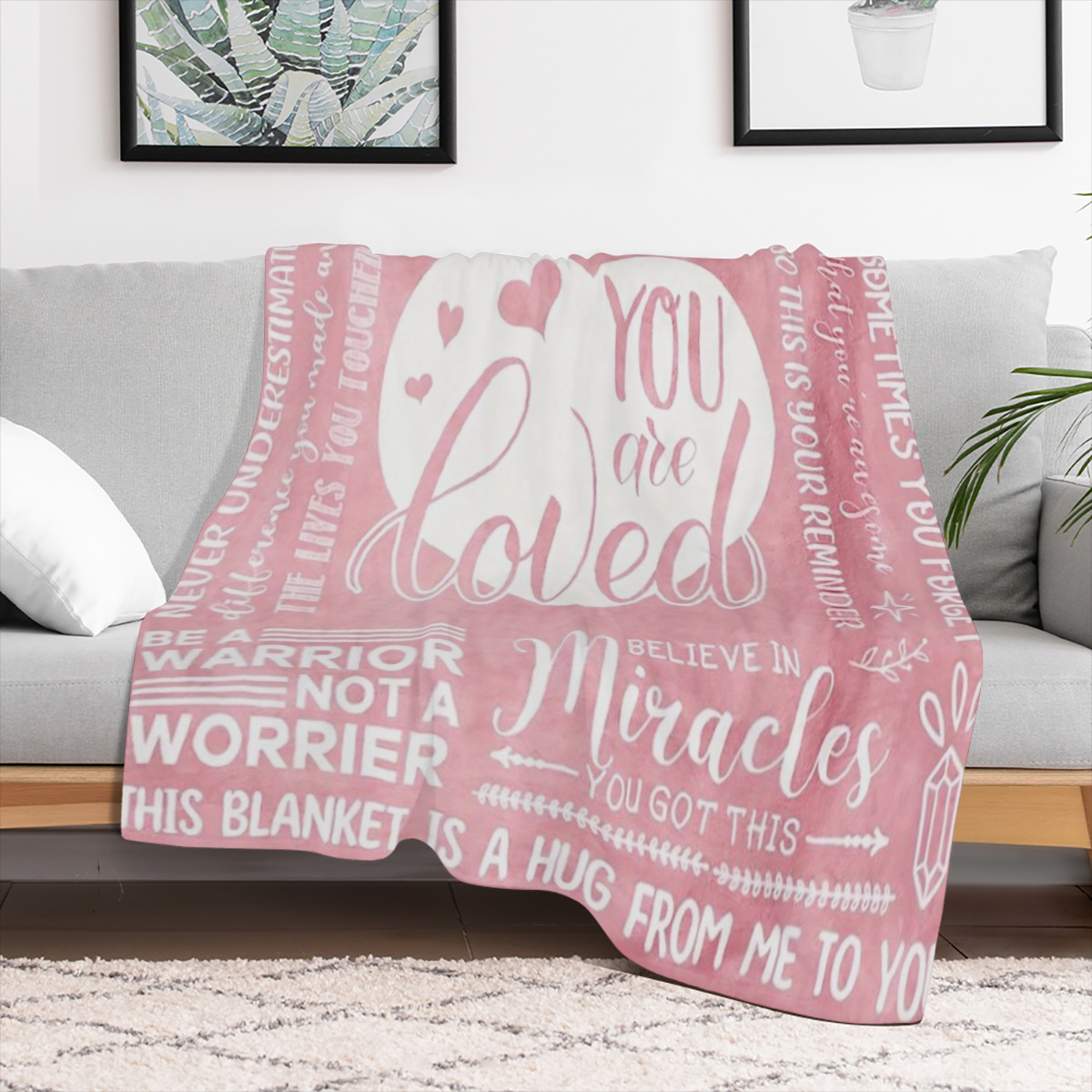 1pc Inspirational Soft Flannel Throw Blanket for Women - All Seasons Comfort, Post- Surgery Recovery & Breast Cancer Support, Twill Weave, Machine Washable, Multicolor Non- woven Material