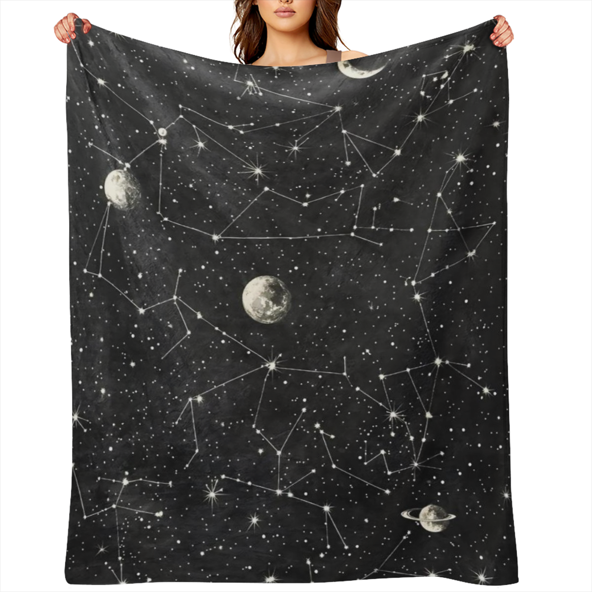 A modern star printed flannel blanket, tear resistant, suitable for all seasons, digital printing, knitted polyester, 200- 250 gm2, multi- purpose, suitable for beach, camping, sofa, office, suitable