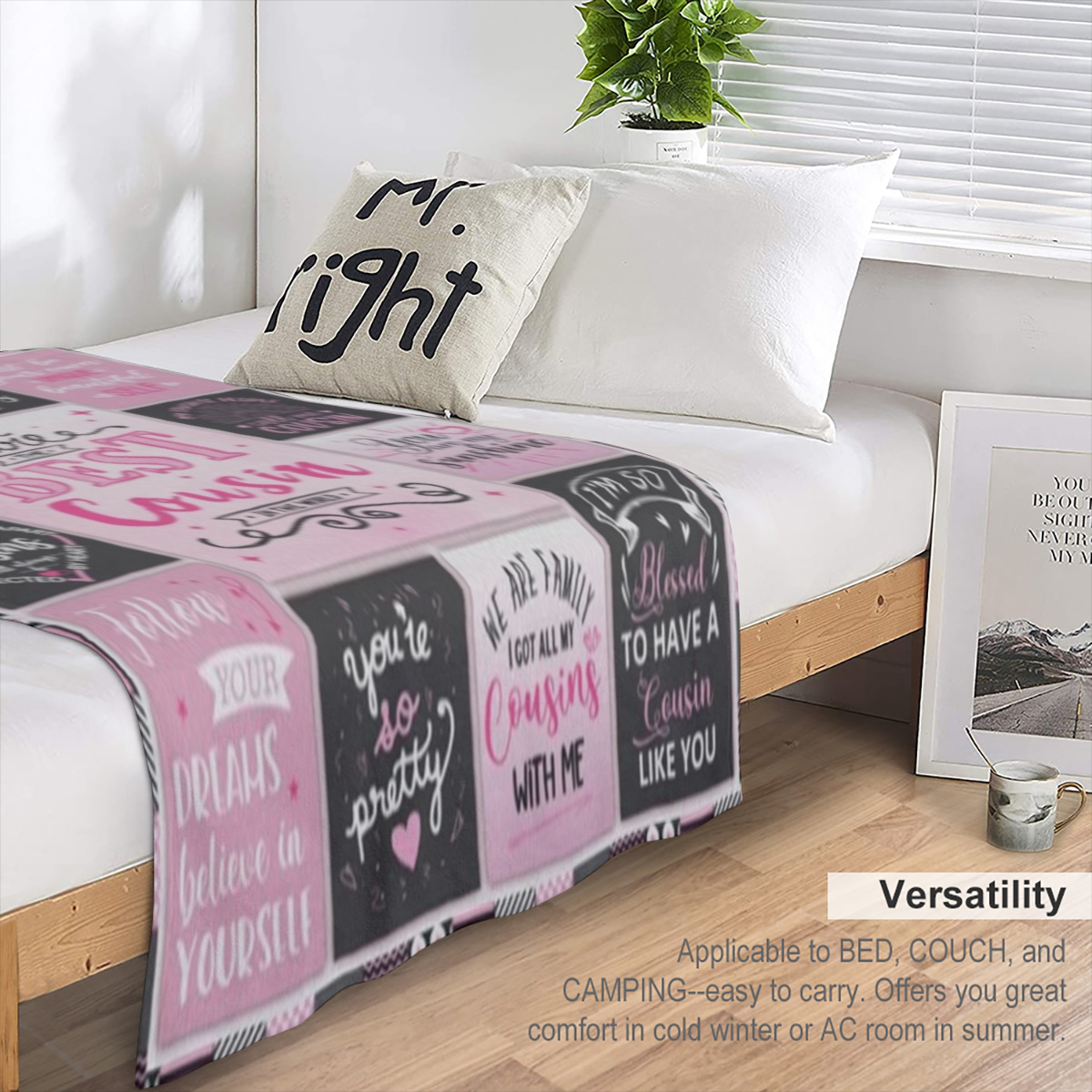 Cousin Gifts for Women, Gifts for Cousins Female Woman, Best Cousin Ever Gifts, Favorite Cousin Gifts for Girls, Cousin Birthday Gifts for Women Throw Blanket 60x50, 280GSM CozyFlannel MultiSizes, 4 S