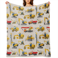 1PC Cozy Truck Excavator Printed Flannel Blanket - Soft, Warm, and Lightweight for Sofa, Bed, Travel, Camping, Living Room, Office - Perfect Gift for Home Comfort