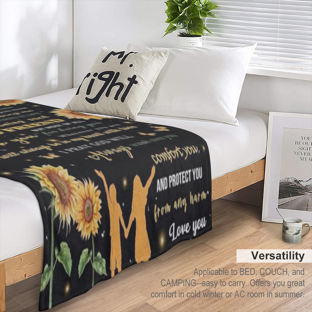 Christmas Sister Gift Ideas - to My Sister Blanket from Brother, Birthday Gifts for Sister from Brother, Sunflower Ultra Soft Flannel Throw Blankets for Sister in Law 50 60, 280GSM CozyFlannel MultiSi