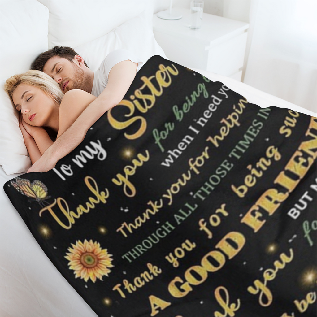 Christmas Sister Gift Ideas - to My Sister Blanket from Brother, Birthday Gifts for Sister from Brother, Sunflower Ultra Soft Flannel Throw Blankets for Sister in Law 50 60, 280GSM CozyFlannel MultiSi