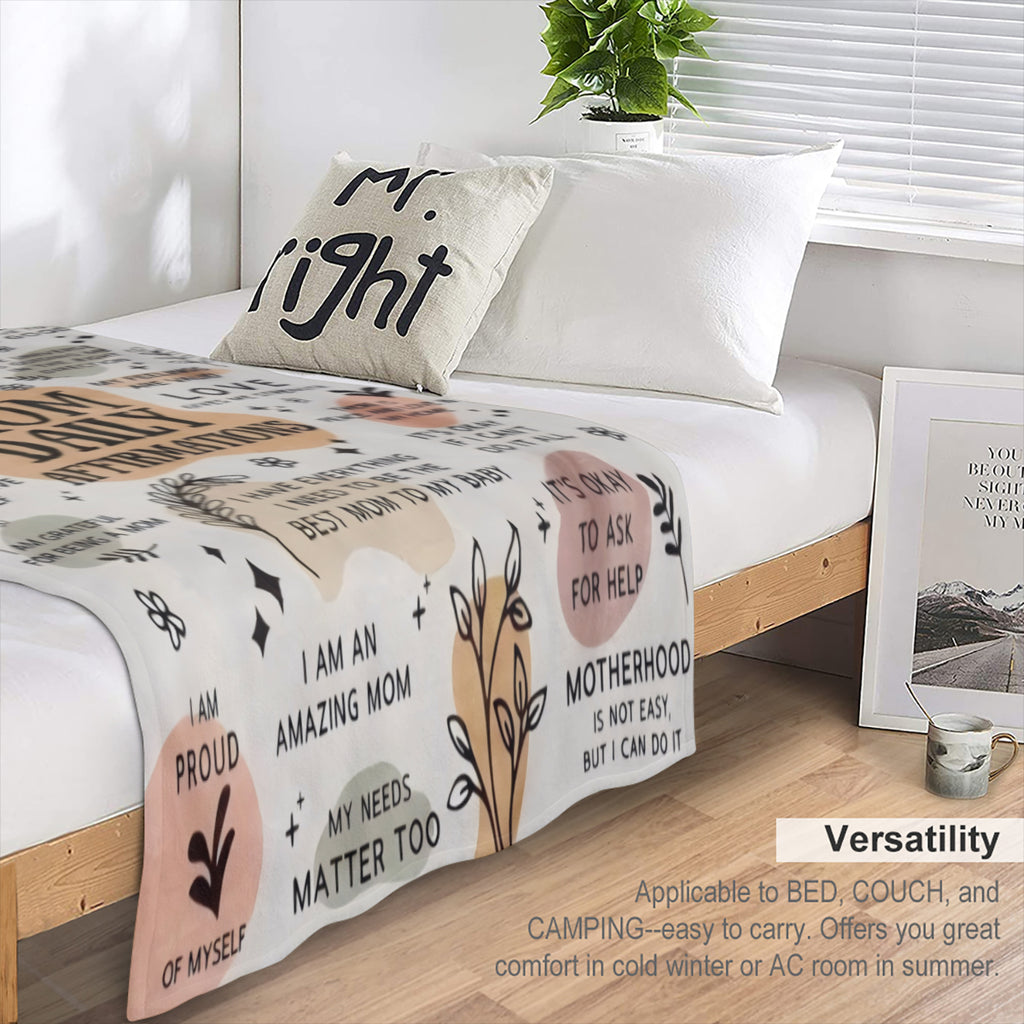 Contemporary Flannel Mom Blanket - 250- 300 gsm pro, fabric gifts for all seasons, motivational statements, New Mom care kits, ChristmasGender Disclosure gifts, for women and men moms