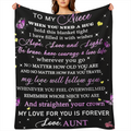 1pcs Derived from Sincere Fleece Blanket from Aunt to Niece Comfortable Warm Durable Polyester FiberTear Resistant with Inspirational MessageSuitable for All SeasonsReasonable Gift for Niece