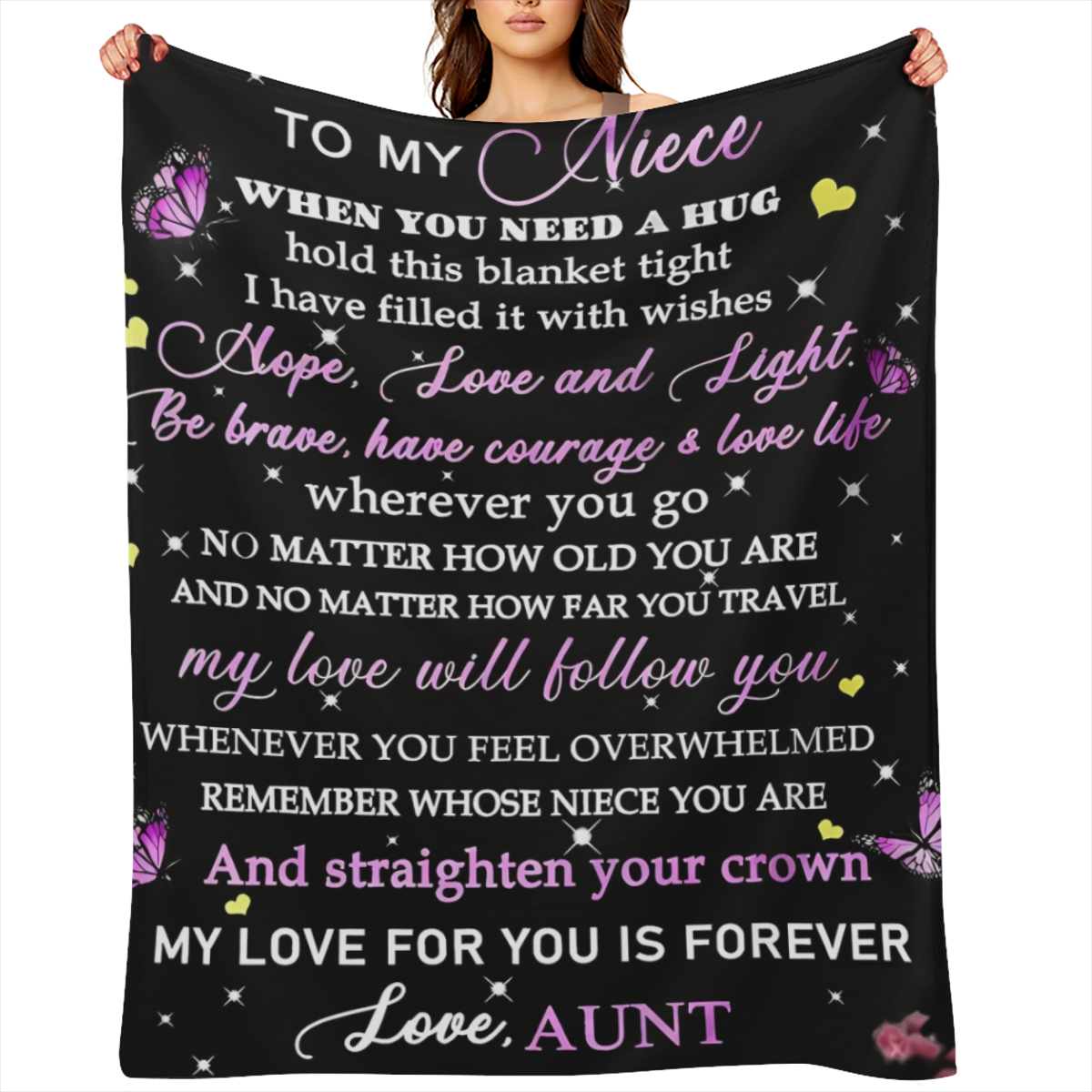 1pcs Derived from Sincere Fleece Blanket from Aunt to Niece Comfortable Warm Durable Polyester FiberTear Resistant with Inspirational MessageSuitable for All SeasonsReasonable Gift for Niece