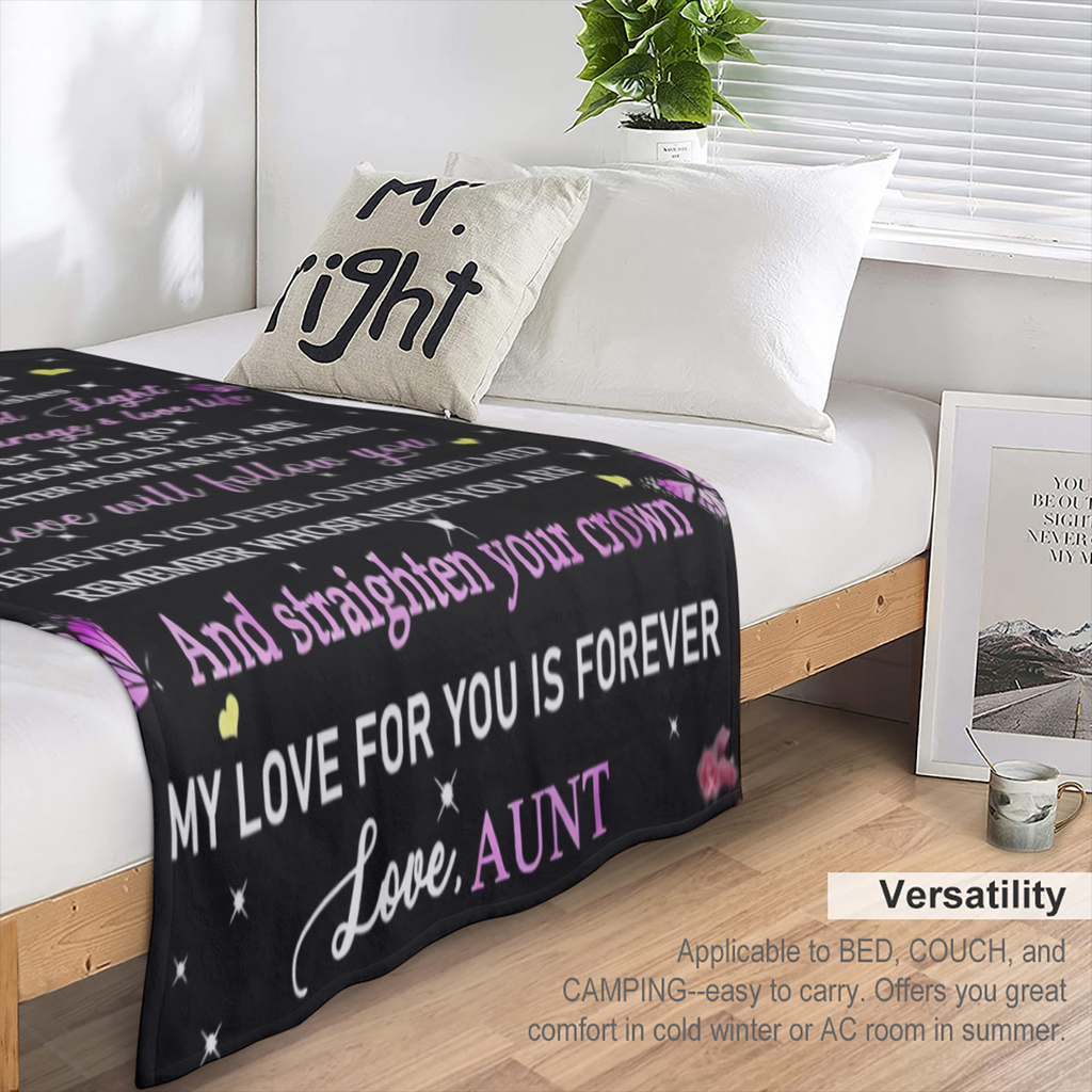 1pcs Derived from Sincere Fleece Blanket from Aunt to Niece Comfortable Warm Durable Polyester FiberTear Resistant with Inspirational MessageSuitable for All SeasonsReasonable Gift for Niece