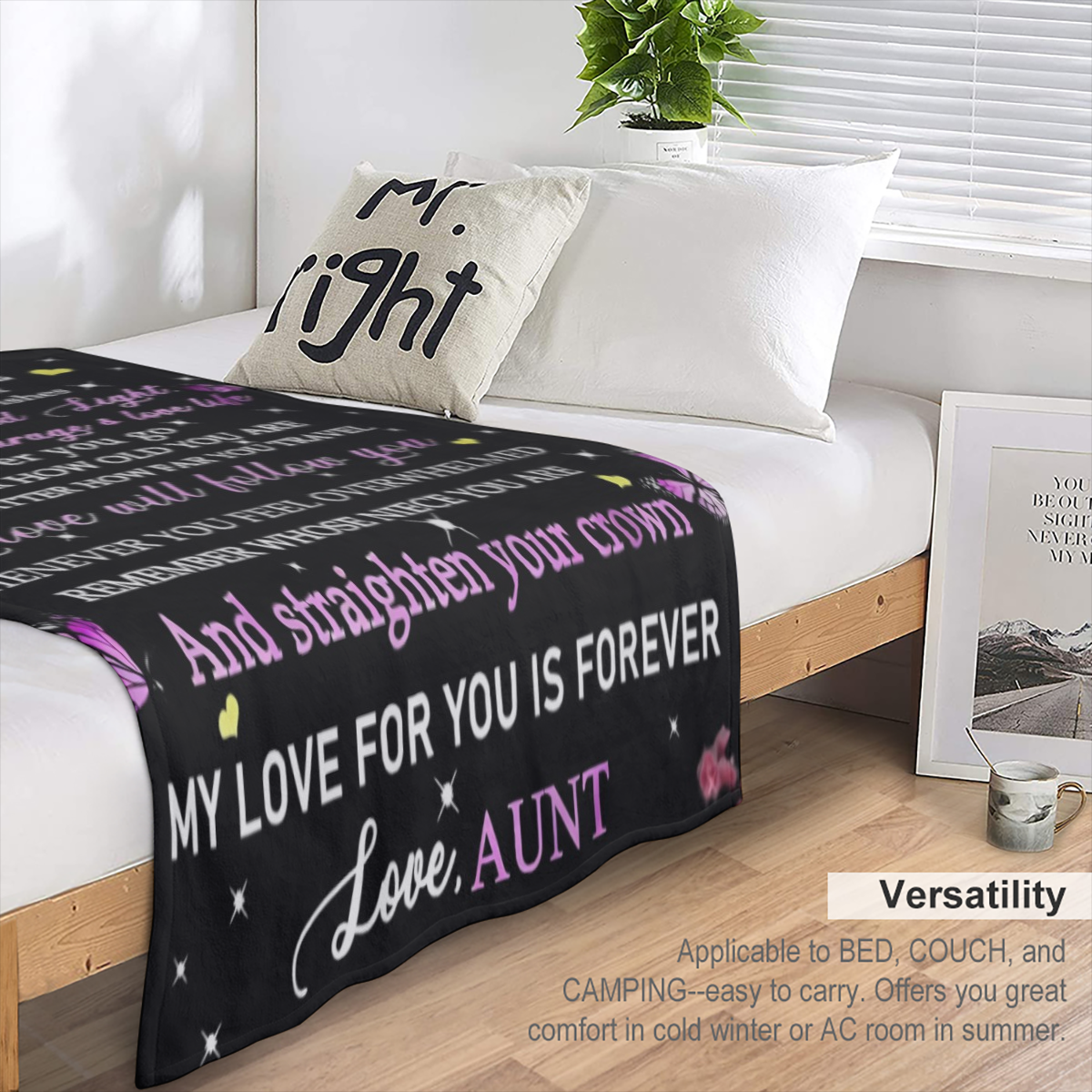 1pcs Derived from Sincere Fleece Blanket from Aunt to Niece Comfortable Warm Durable Polyester FiberTear Resistant with Inspirational MessageSuitable for All SeasonsReasonable Gift for Niece