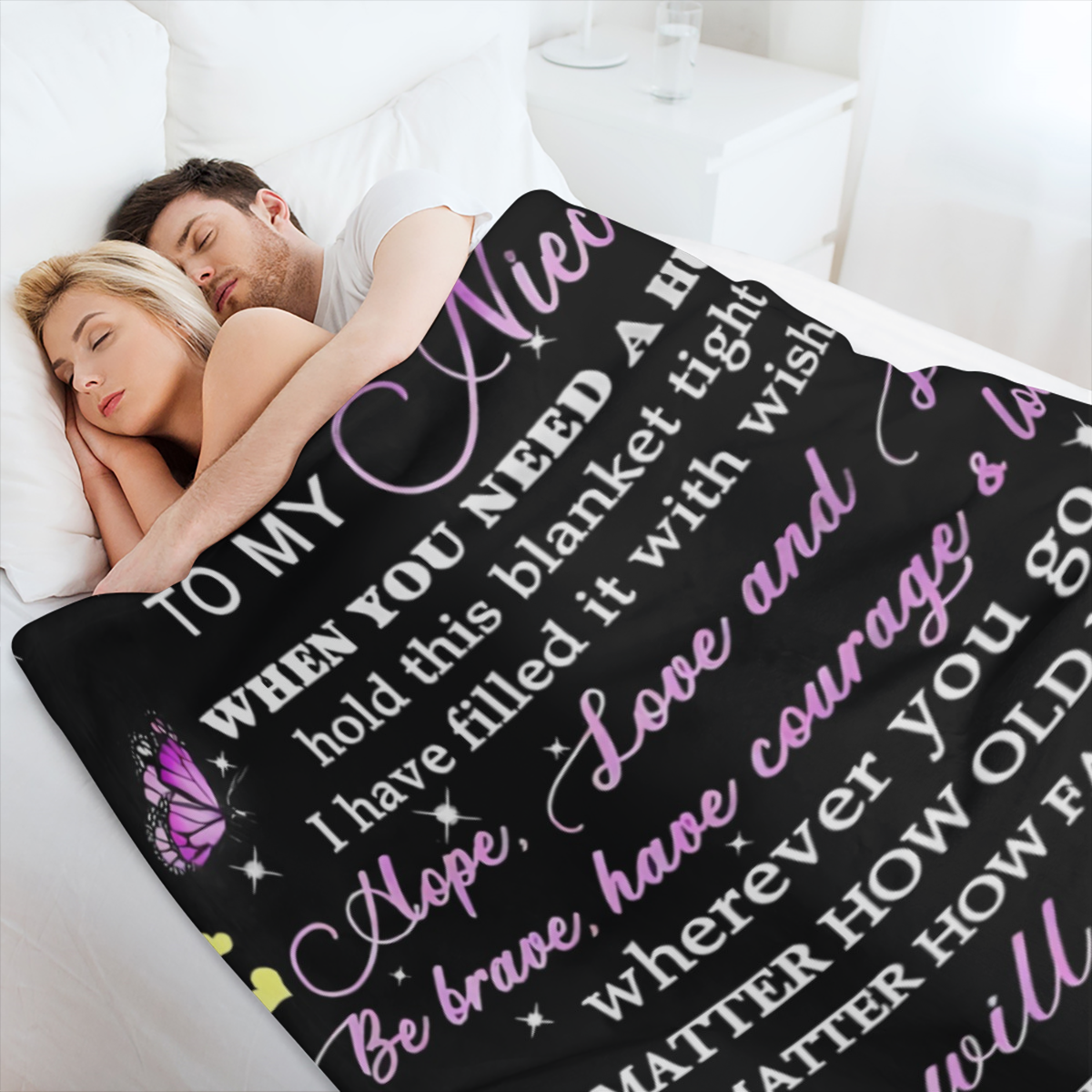1pcs Derived from Sincere Fleece Blanket from Aunt to Niece Comfortable Warm Durable Polyester FiberTear Resistant with Inspirational MessageSuitable for All SeasonsReasonable Gift for Niece