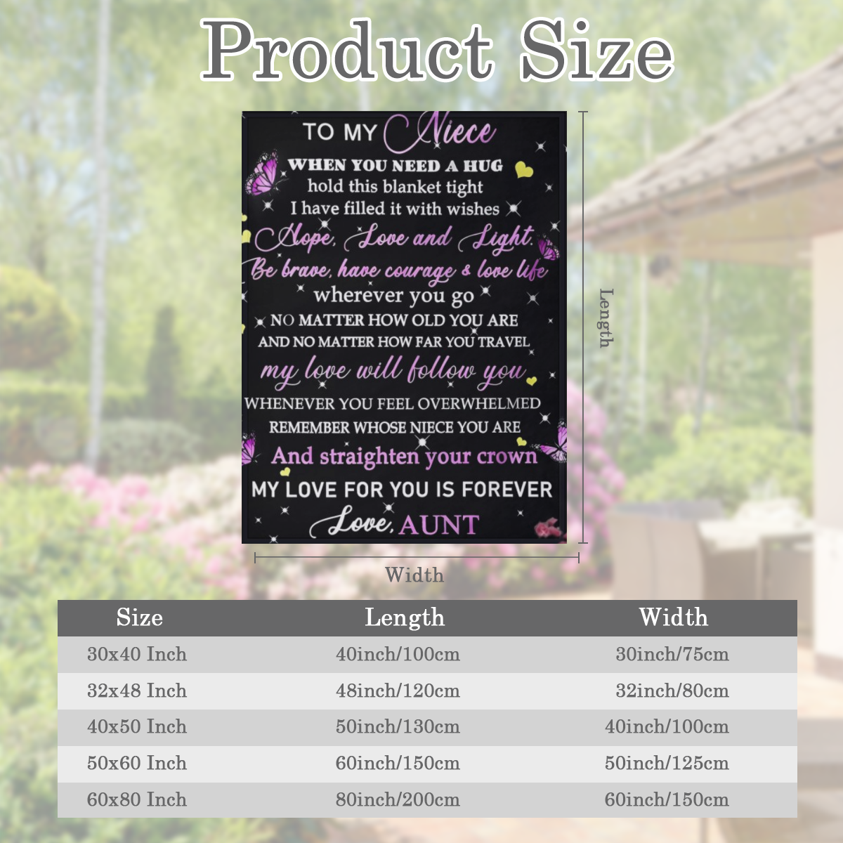 1pcs Derived from Sincere Fleece Blanket from Aunt to Niece Comfortable Warm Durable Polyester FiberTear Resistant with Inspirational MessageSuitable for All SeasonsReasonable Gift for Niece
