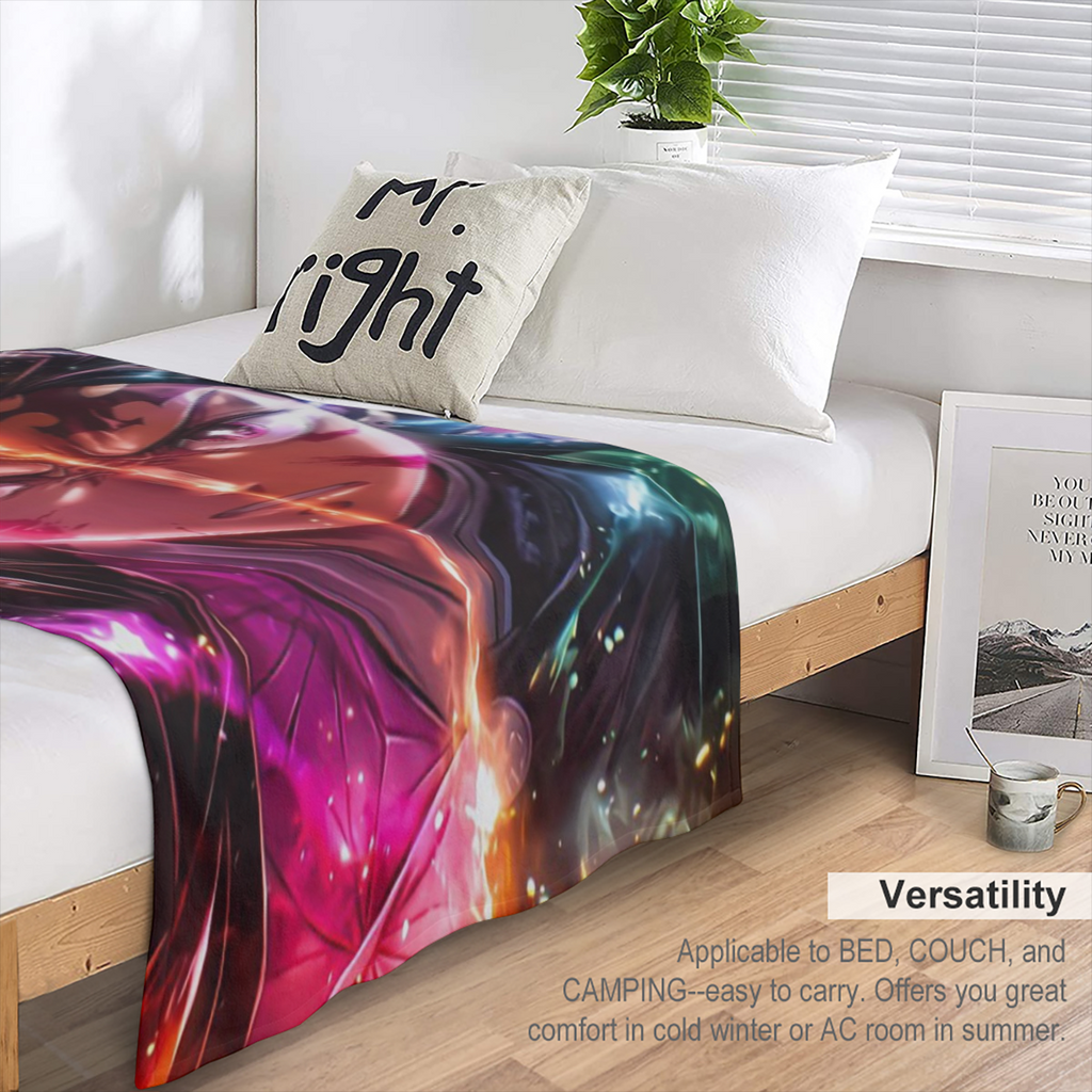 1pc YWJHUI Anime Cartoon Character Print Blanket - Soft, Warm & Reversible for All Seasons - Ideal for Home Bedroom, School Dorm, Office Naps, Travel & Camping - Machine Washable, Polyester 100.0, Aut