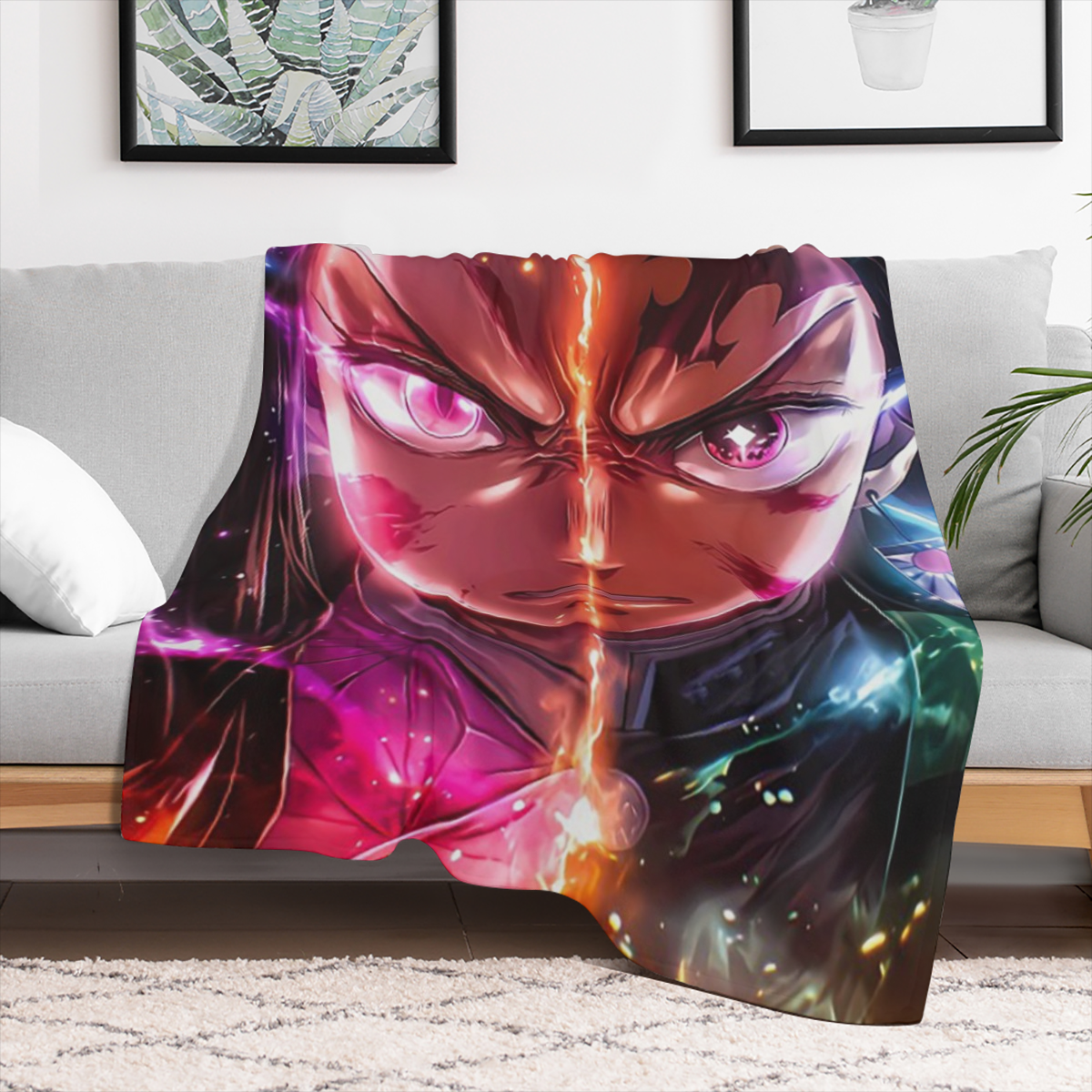 1pc YWJHUI Anime Cartoon Character Print Blanket - Soft, Warm & Reversible for All Seasons - Ideal for Home Bedroom, School Dorm, Office Naps, Travel & Camping - Machine Washable, Polyester 100.0, Aut