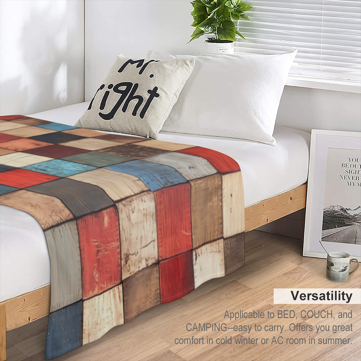 1pc Inspirational Quote Fleece Throw Blanket, 1 Letter Envelope Design, Cozy Warm Lightweight Skin- Friendly Microfiber, All- Season Use, Multiple Sizes Available, Durable Polyester, Digital Print, Kn