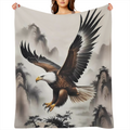 Cozy Eagle Print Throw Blanket - Soft Knitted Polyester Geometric Pattern Animal Theme Multipurpose All- Season Use Perfect for Outdoor Camping Sofa Office Living Room Decor and Snuggling Up on Chilly
