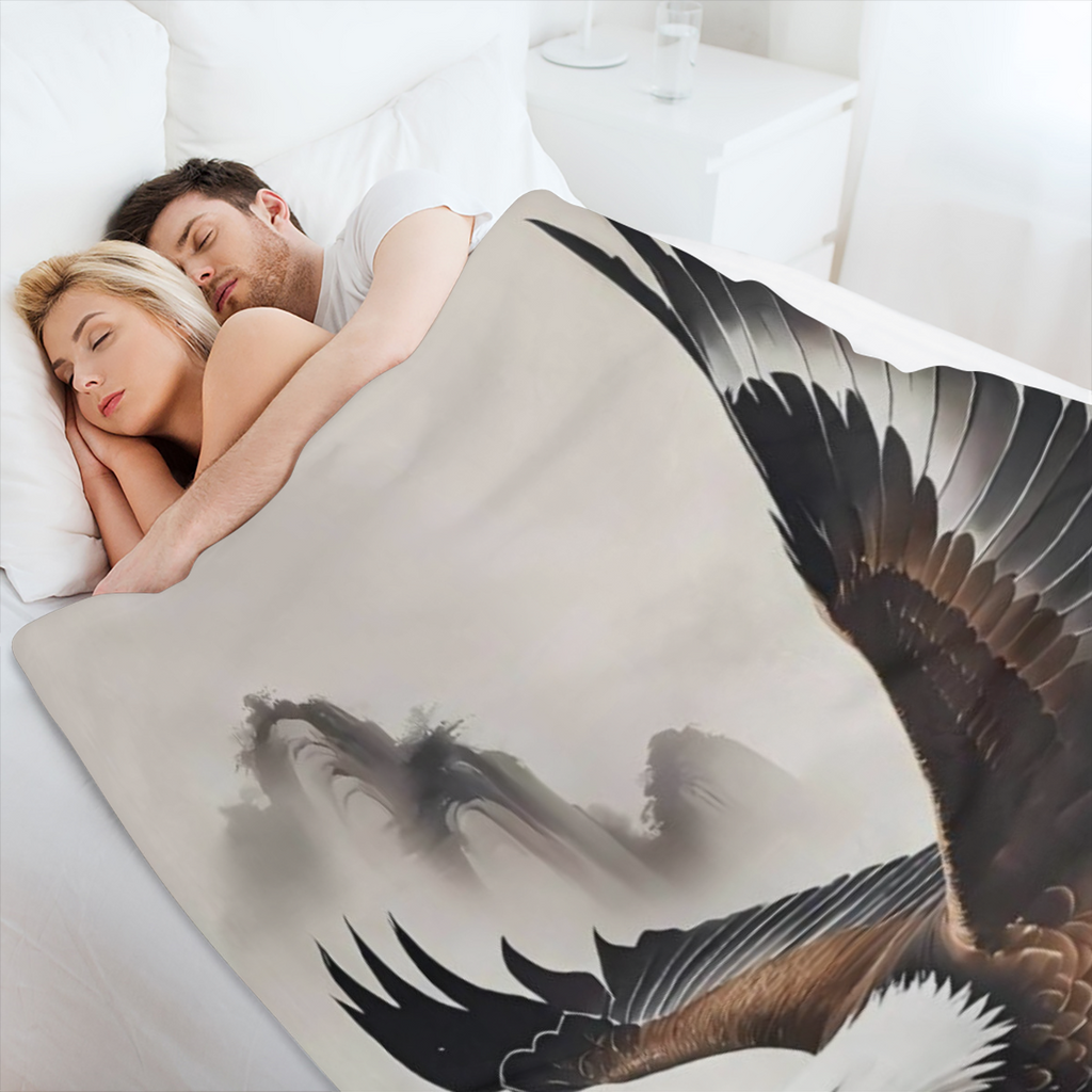 Cozy Eagle Print Throw Blanket - Soft Knitted Polyester Geometric Pattern Animal Theme Multipurpose All- Season Use Perfect for Outdoor Camping Sofa Office Living Room Decor and Snuggling Up on Chilly