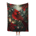 Winter Cardinals Botanical Garden Scene Printed Flannel Throw Blanket Cozy Buttery-Soft, Scandinavian Monochrome Elegance, Couch, Sofa Or Bed & Perfect Birthday Gift, Durable & Machine Washable Warm &