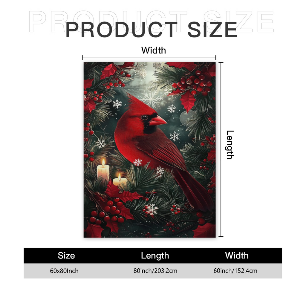 Winter Cardinals Botanical Garden Scene Printed Flannel Throw Blanket Cozy Buttery-Soft, Scandinavian Monochrome Elegance, Couch, Sofa Or Bed & Perfect Birthday Gift, Durable & Machine Washable Warm &