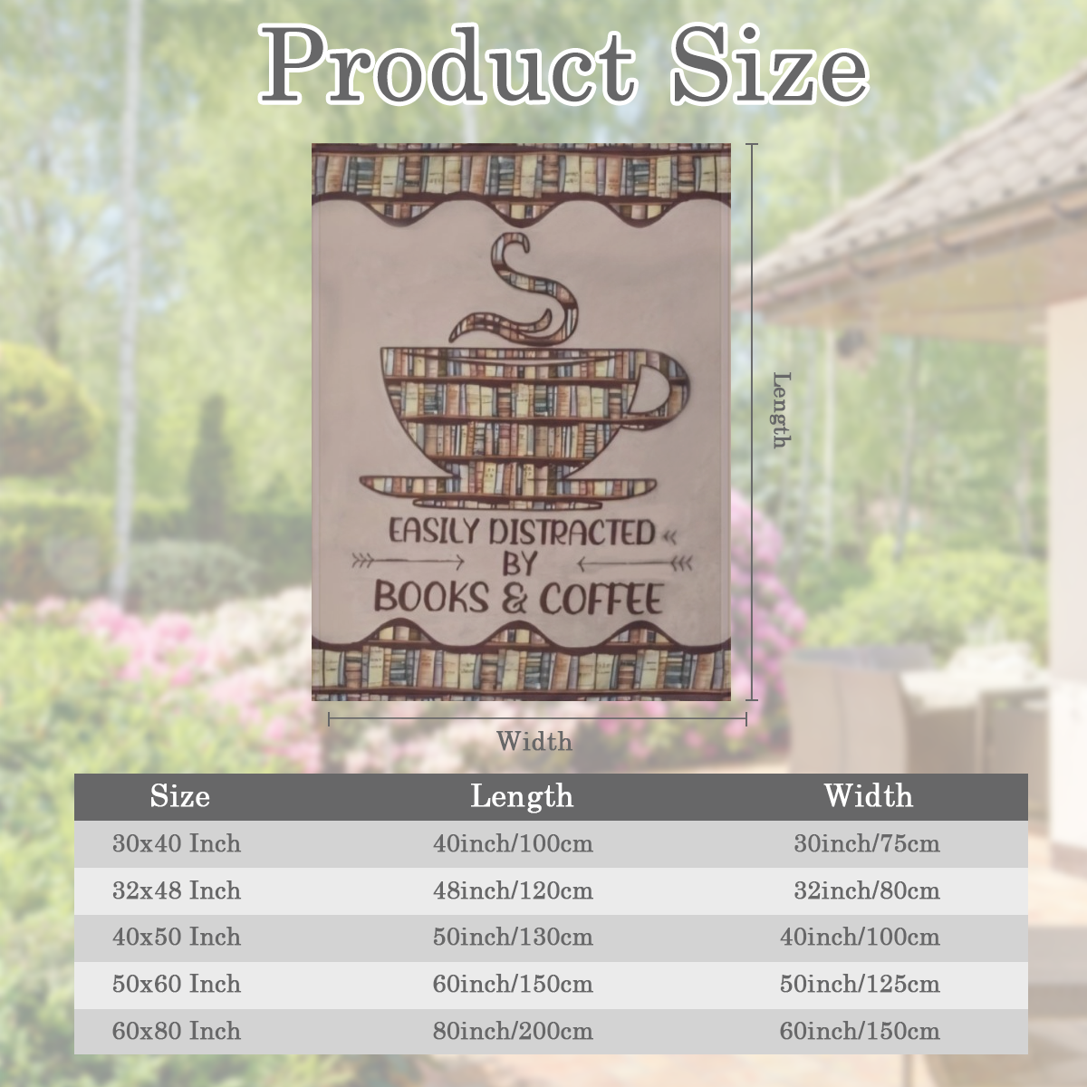 Cozy ' Books & Coffee' Flannel Throw Blanket - All- Season, Anti- Allergy, Perfect Gift for Book Lovers and Coffee Enthusiasts