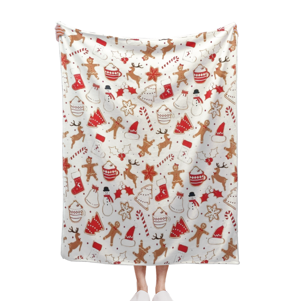 Christmas Throw Blanket, Christmas Decorations Gifts For Women, Sherpa Flannel Fleece Winter Holiday Blanket, Fluffy Cozy Soft Christams Throws For Couch Sofa Bed, Gingerbread, 50" X 60", Cozy Flannel