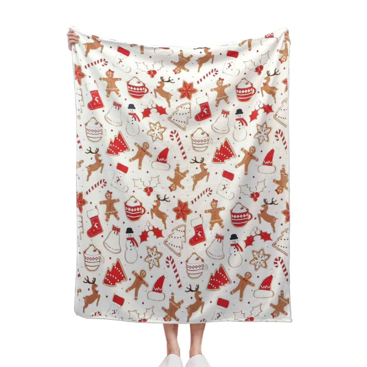 Christmas Throw Blanket, Christmas Decorations Gifts For Women, Sherpa Flannel Fleece Winter Holiday Blanket, Fluffy Cozy Soft Christams Throws For Couch Sofa Bed, Gingerbread, 50" X 60", Cozy Flannel
