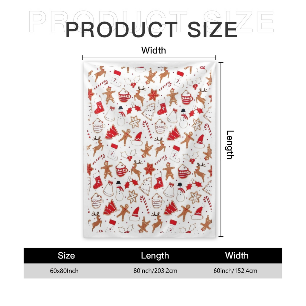 Christmas Throw Blanket, Christmas Decorations Gifts For Women, Sherpa Flannel Fleece Winter Holiday Blanket, Fluffy Cozy Soft Christams Throws For Couch Sofa Bed, Gingerbread, 50" X 60", Cozy Flannel