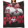 CM Punk Flannel Throw Blanket Soft, Lightweight, and Warm Plush Shawl with Vibrant Printed Design Perfect for Sofa or Bed, 60x50 Inches, White Background with Bold Red Lettering and Unique Character I