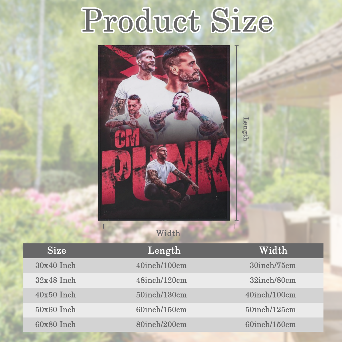 CM Punk Flannel Throw Blanket Soft, Lightweight, and Warm Plush Shawl with Vibrant Printed Design Perfect for Sofa or Bed, 60x50 Inches, White Background with Bold Red Lettering and Unique Character I
