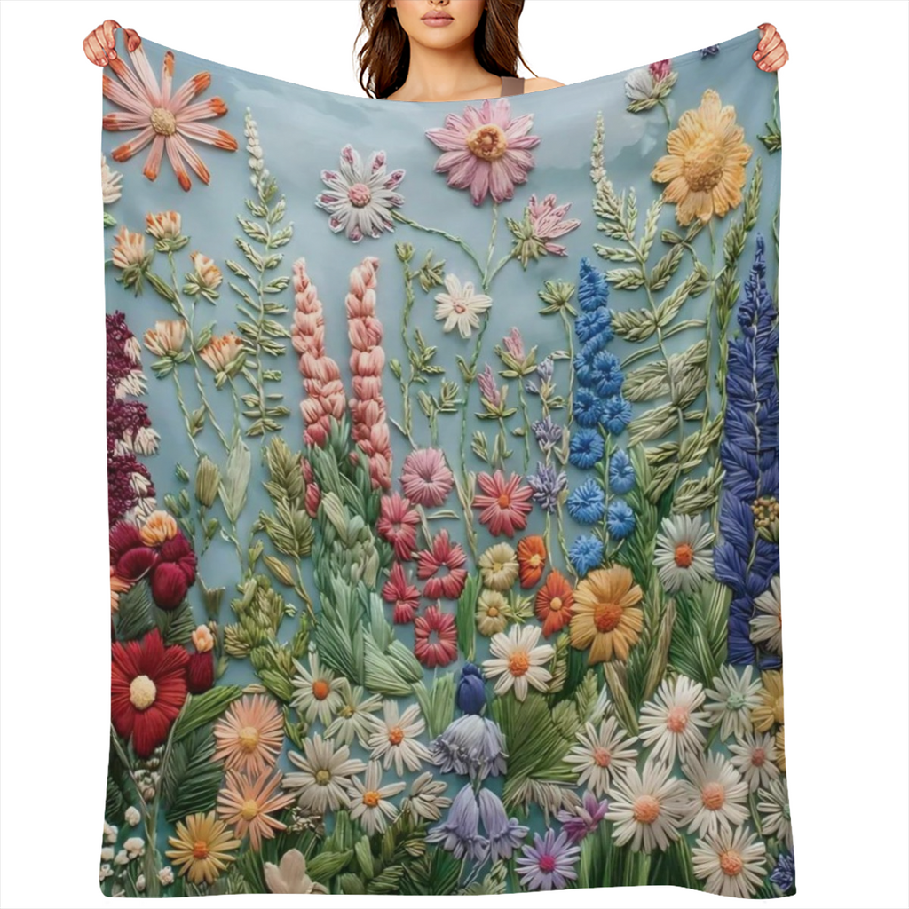 Vintage floral embroidered blankets are soft and warm, ideal for relaxing camping trips and home decor as gifts for friends, family and loved ones