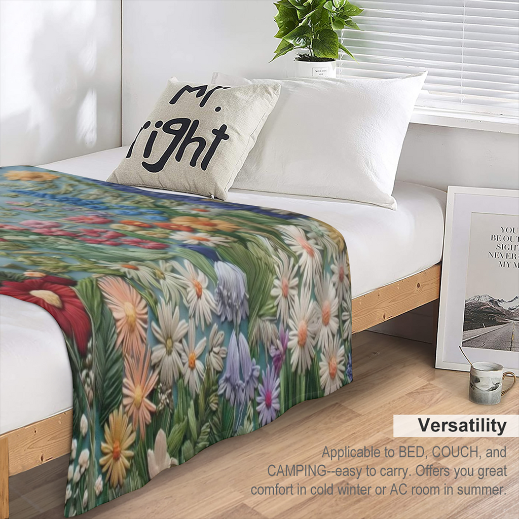 Vintage floral embroidered blankets are soft and warm, ideal for relaxing camping trips and home decor as gifts for friends, family and loved ones