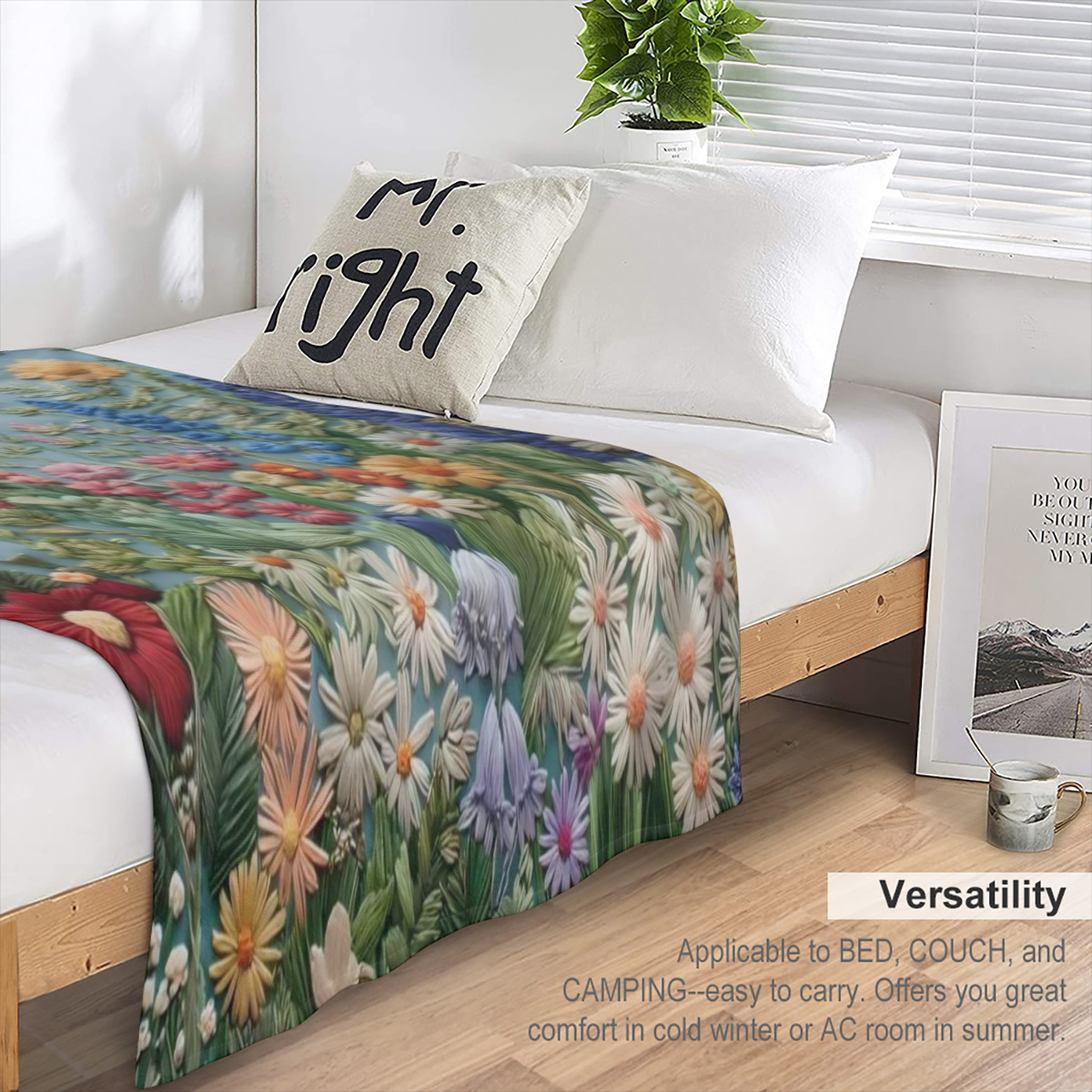 Vintage floral embroidered blankets are soft and warm, ideal for relaxing camping trips and home decor as gifts for friends, family and loved ones