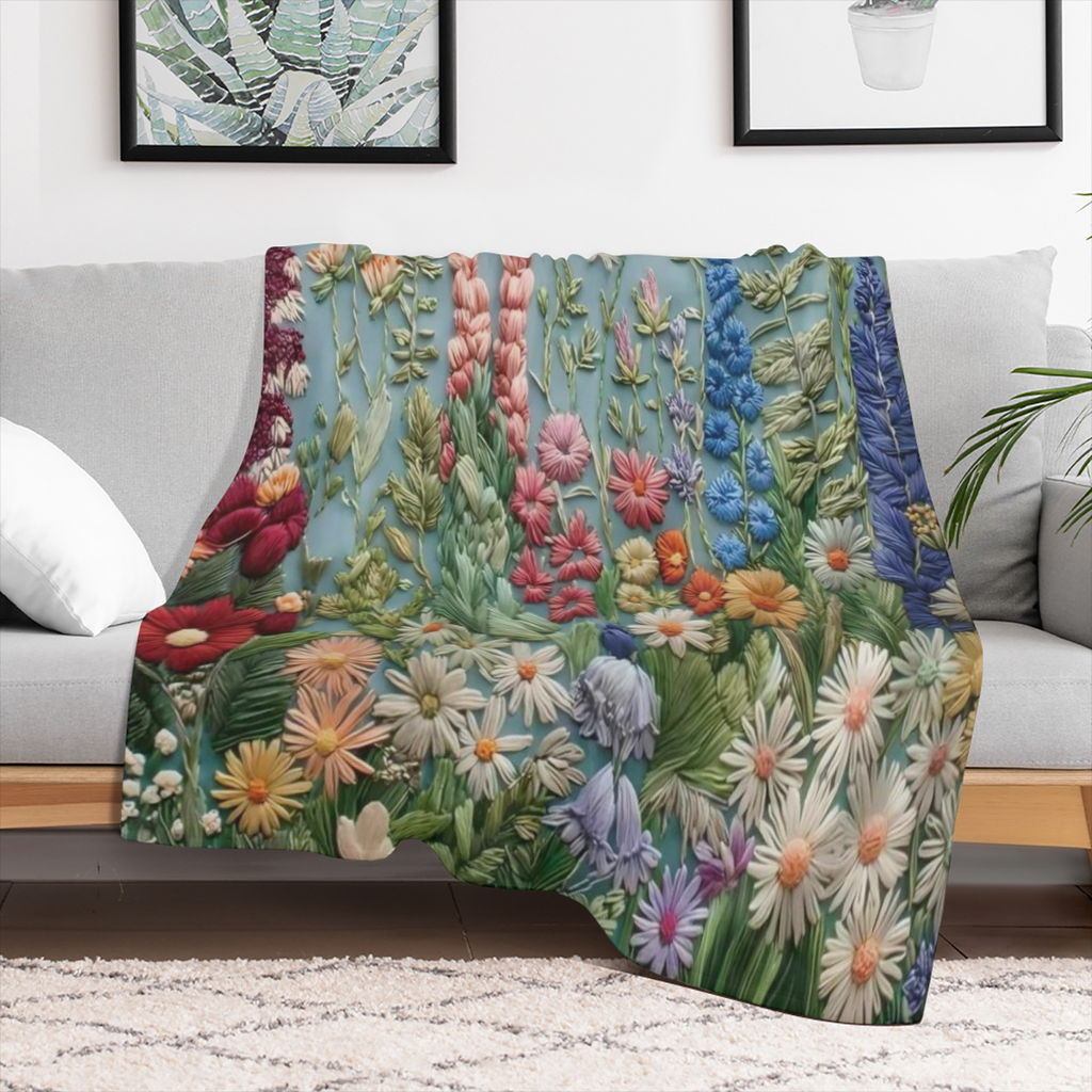 Vintage floral embroidered blankets are soft and warm, ideal for relaxing camping trips and home decor as gifts for friends, family and loved ones