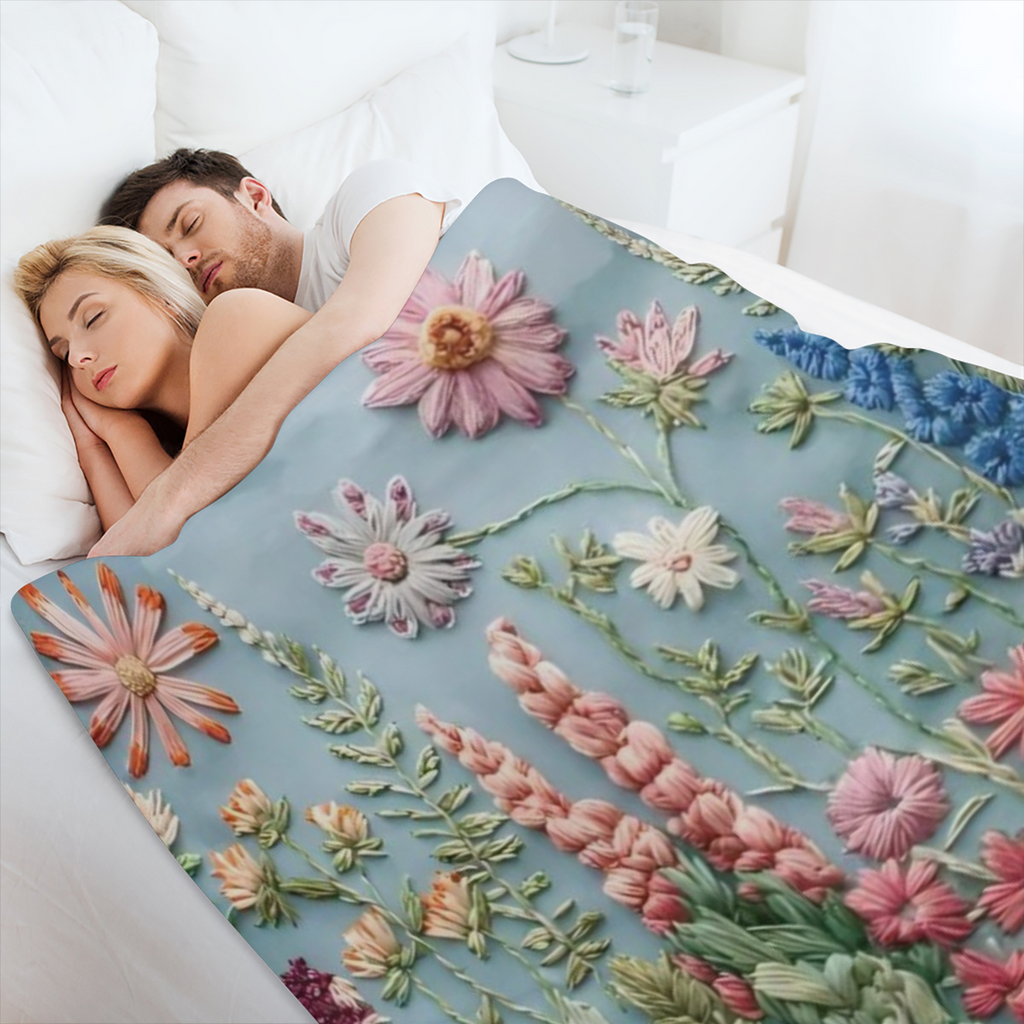 Vintage floral embroidered blankets are soft and warm, ideal for relaxing camping trips and home decor as gifts for friends, family and loved ones