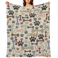 Cozy Dog Paw and Bone Printed Blanket, Super Soft & Lightweight 100 Polyester Fleece, Perfect for Sofa, Bed, Outdoor Activities, Durable, Machine Washable, Great All-Season Gift for Pet Lovers