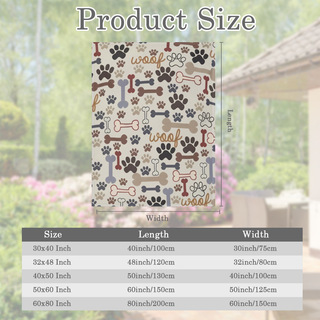 Cozy Dog Paw and Bone Printed Blanket, Super Soft & Lightweight 100 Polyester Fleece, Perfect for Sofa, Bed, Outdoor Activities, Durable, Machine Washable, Great All-Season Gift for Pet Lovers