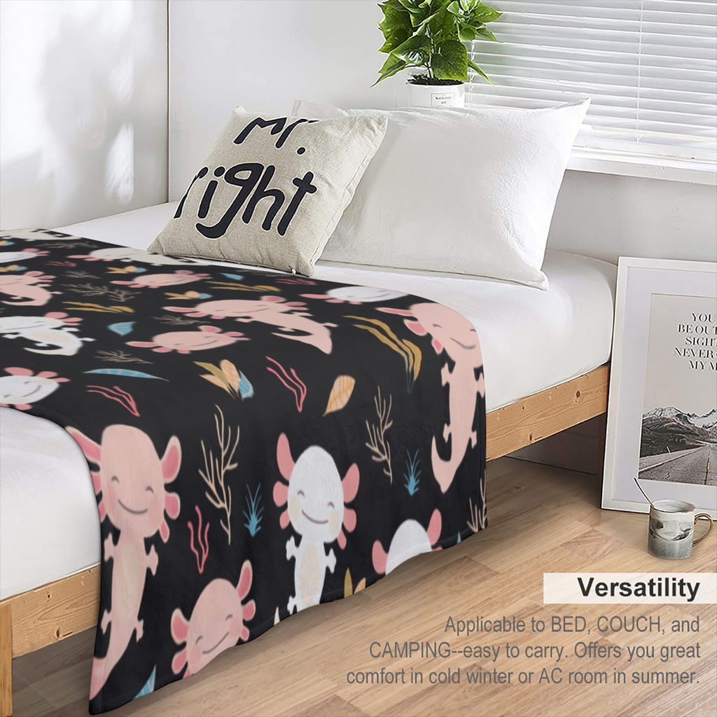 Axolotl Blanket Ultra Soft Flannel Throw Blanket Gifts for Axolotl Lovers Blankets for Girls Boys Kids Women Adults Stuff