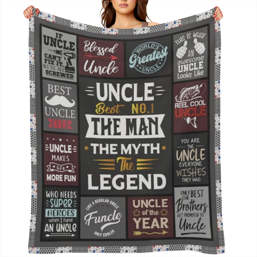 Cozy Flannel Throw Blanket for Uncles Multi- Size 280GSM Polyester Knit Humorous Uncle- Themed Designs All- Season Comfort Machine Washable Ideal Gift from Niece or Nephew