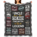 Cozy Flannel Throw Blanket for Uncles Multi- Size 280GSM Polyester Knit Humorous Uncle- Themed Designs All- Season Comfort Machine Washable Ideal Gift from Niece or Nephew